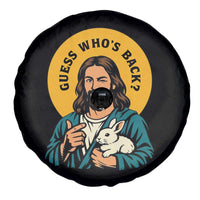 Guess Who is Back Funny Christian Easter Spare Tire Cover Winking Jesus with Lamb Cute Resurrection Humor Gift