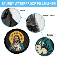 Guess Who is Back Funny Christian Easter Spare Tire Cover Winking Jesus with Lamb Cute Resurrection Humor Gift