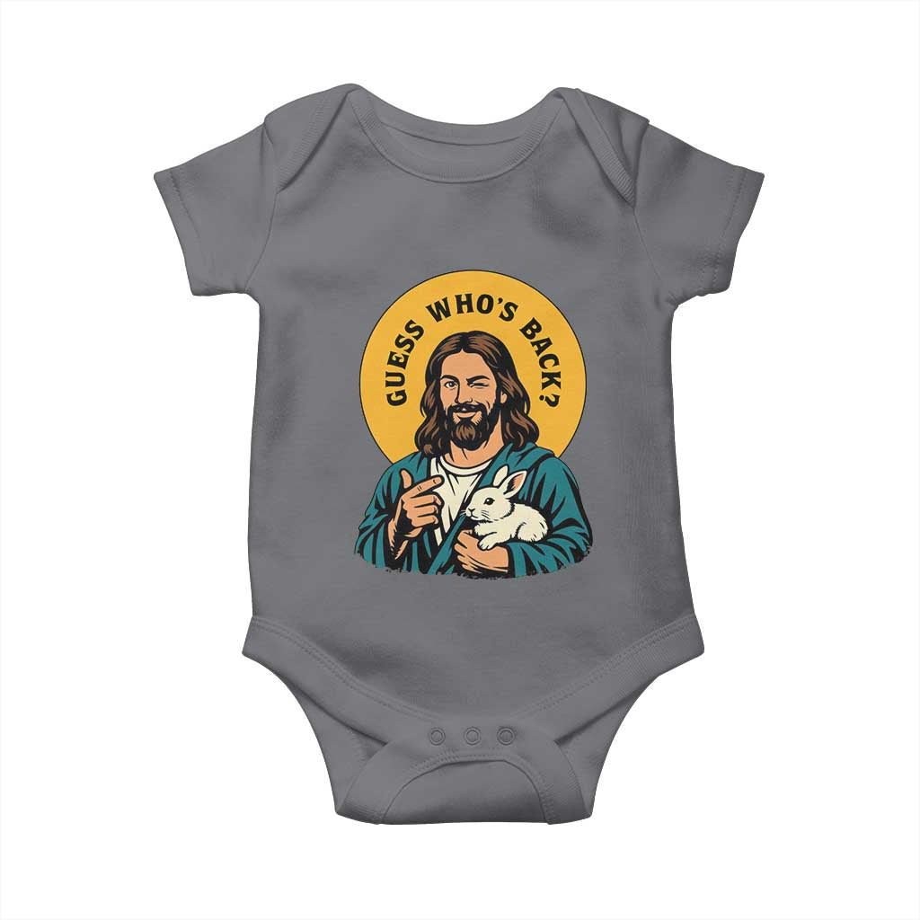 Guess Who is Back Funny Christian Easter Baby Onesie Winking Jesus with Lamb Cute Resurrection Humor Gift