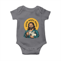 Guess Who is Back Funny Christian Easter Baby Onesie Winking Jesus with Lamb Cute Resurrection Humor Gift