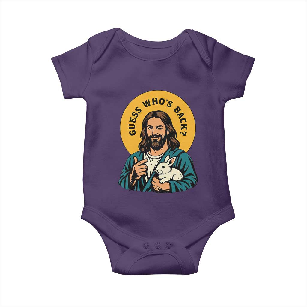 Guess Who is Back Funny Christian Easter Baby Onesie Winking Jesus with Lamb Cute Resurrection Humor Gift