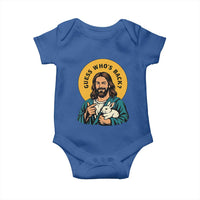 Guess Who is Back Funny Christian Easter Baby Onesie Winking Jesus with Lamb Cute Resurrection Humor Gift
