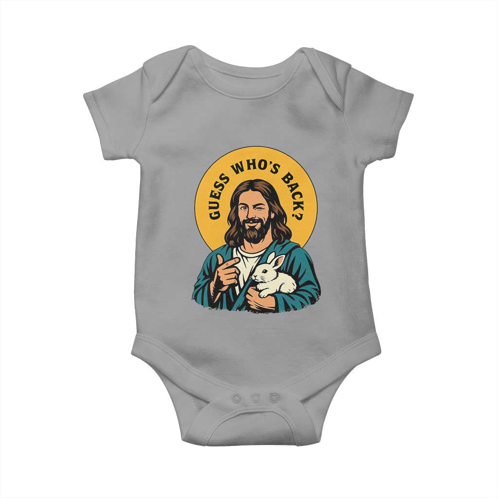 Guess Who is Back Funny Christian Easter Baby Onesie Winking Jesus with Lamb Cute Resurrection Humor Gift