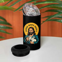 Guess Who is Back Funny Christian Easter 4 in 1 Can Cooler Tumbler Winking Jesus with Lamb Cute Resurrection Humor Gift