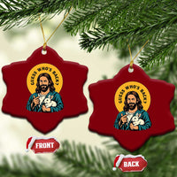 Guess Who is Back Funny Christian Easter Ceramic Ornament Winking Jesus with Lamb Cute Resurrection Humor Gift