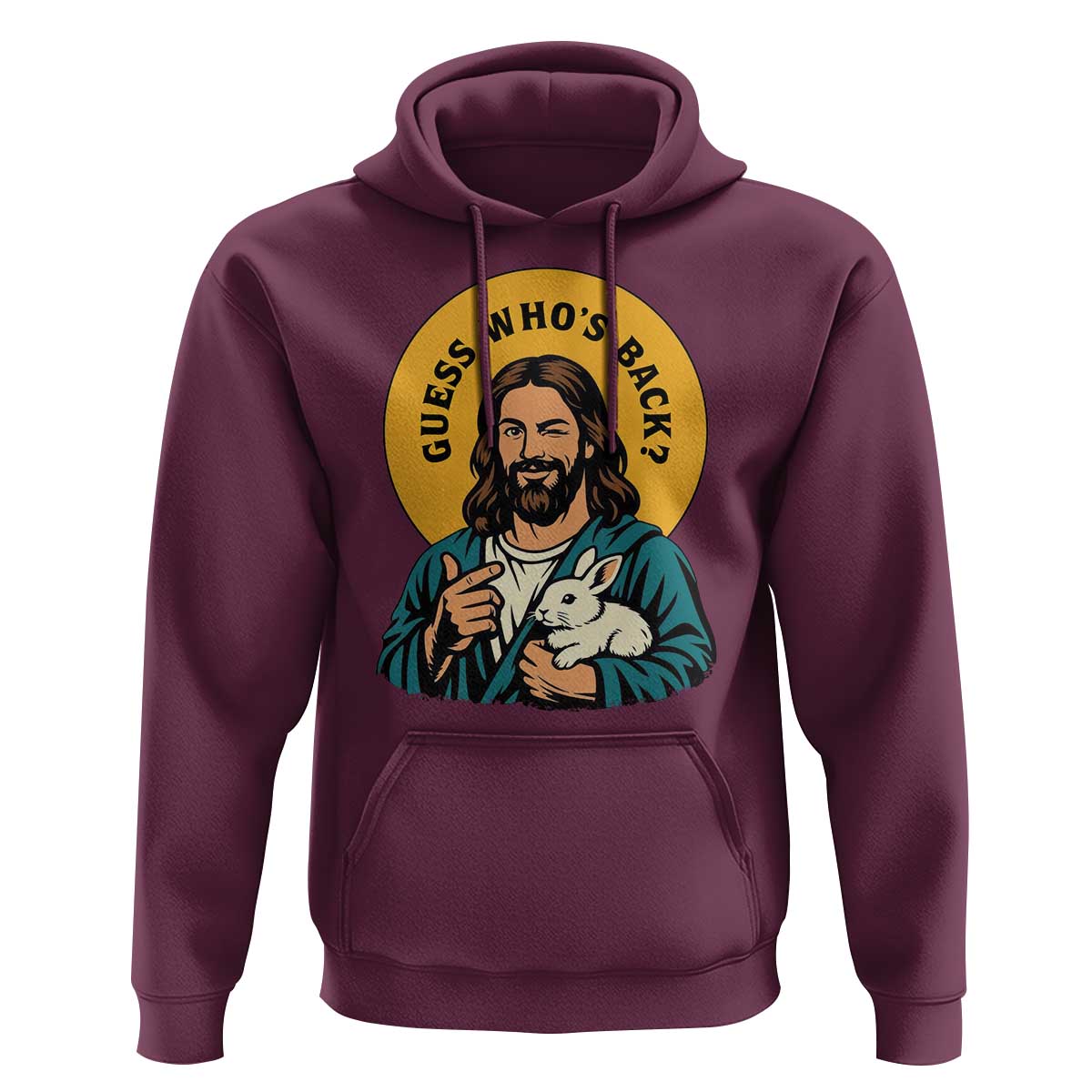Guess Who is Back Funny Christian Easter Hoodie Winking Jesus with Lamb Cute Resurrection Humor Gift
