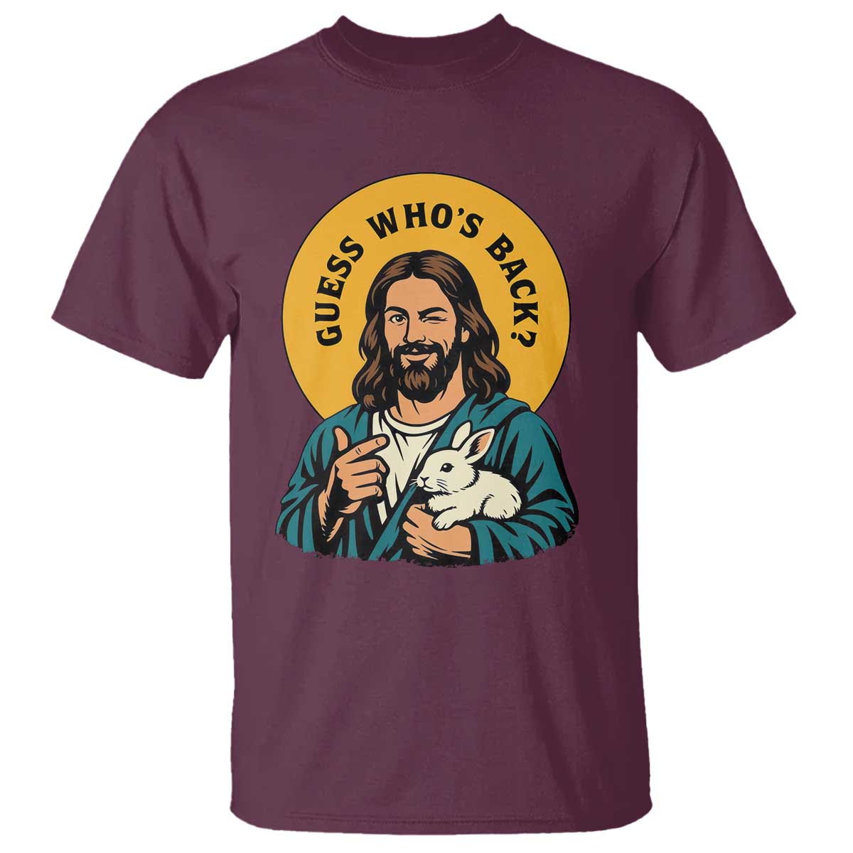 Guess Who is Back Funny Christian Easter T Shirt Winking Jesus with Lamb Cute Resurrection Humor Gift