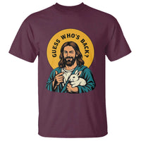 Guess Who is Back Funny Christian Easter T Shirt Winking Jesus with Lamb Cute Resurrection Humor Gift