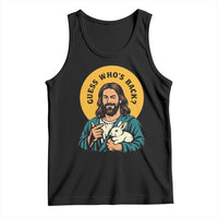 Guess Who is Back Funny Christian Easter Tank Top Winking Jesus with Lamb Cute Resurrection Humor Gift