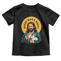 Guess Who is Back Funny Christian Easter Toddler T Shirt Winking Jesus with Lamb Cute Resurrection Humor Gift