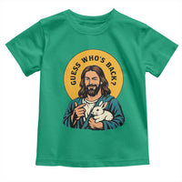 Guess Who is Back Funny Christian Easter Toddler T Shirt Winking Jesus with Lamb Cute Resurrection Humor Gift