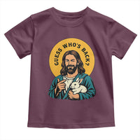 Guess Who is Back Funny Christian Easter Toddler T Shirt Winking Jesus with Lamb Cute Resurrection Humor Gift