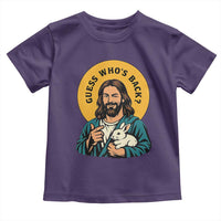 Guess Who is Back Funny Christian Easter Toddler T Shirt Winking Jesus with Lamb Cute Resurrection Humor Gift