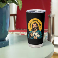 Guess Who is Back Funny Christian Easter Tumbler Cup Winking Jesus with Lamb Cute Resurrection Humor Gift