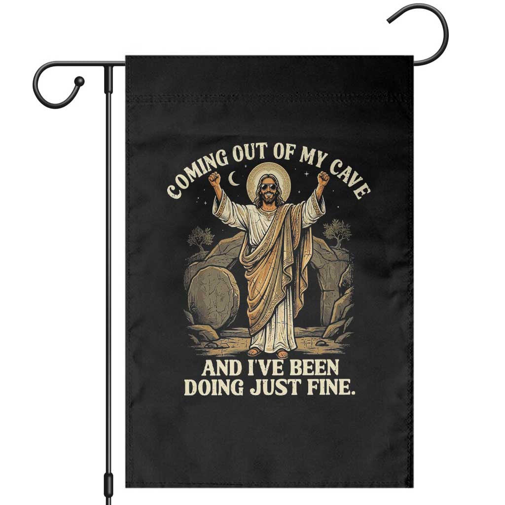 Coming Out Of My Cave Christian Easter Garden Flag Risen Jesus Tomb Scene Inspirational Faith Message Gift