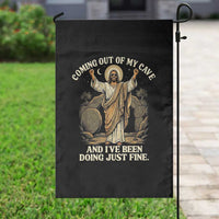 Coming Out Of My Cave Christian Easter Garden Flag Risen Jesus Tomb Scene Inspirational Faith Message Gift