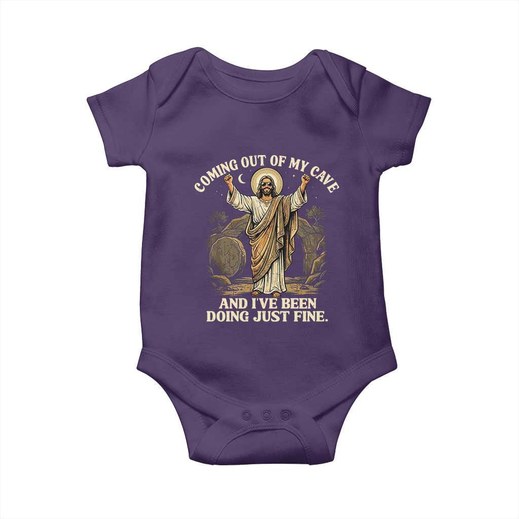 Coming Out Of My Cave Christian Easter Baby Onesie Risen Jesus Tomb Scene Inspirational Faith Message Gift