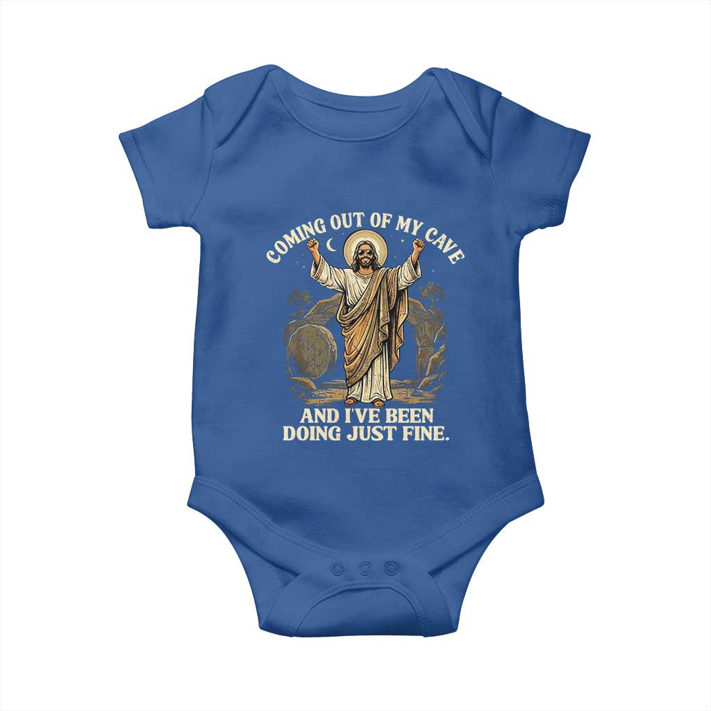 Coming Out Of My Cave Christian Easter Baby Onesie Risen Jesus Tomb Scene Inspirational Faith Message Gift