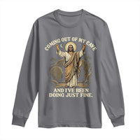Coming Out Of My Cave Christian Easter Long Sleeve Shirt Risen Jesus Tomb Scene Inspirational Faith Message Gift
