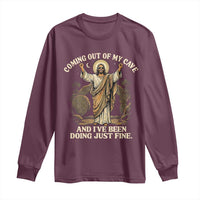Coming Out Of My Cave Christian Easter Long Sleeve Shirt Risen Jesus Tomb Scene Inspirational Faith Message Gift