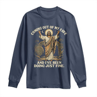 Coming Out Of My Cave Christian Easter Long Sleeve Shirt Risen Jesus Tomb Scene Inspirational Faith Message Gift