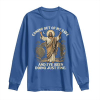 Coming Out Of My Cave Christian Easter Long Sleeve Shirt Risen Jesus Tomb Scene Inspirational Faith Message Gift