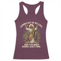 Coming Out Of My Cave Christian Easter Racerback Tank Top Risen Jesus Tomb Scene Inspirational Faith Message Gift