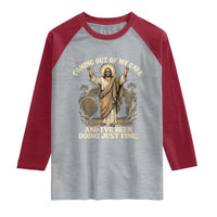 Coming Out Of My Cave Christian Easter Raglan Shirt Risen Jesus Tomb Scene Inspirational Faith Message Gift