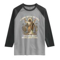 Coming Out Of My Cave Christian Easter Raglan Shirt Risen Jesus Tomb Scene Inspirational Faith Message Gift