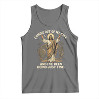 Coming Out Of My Cave Christian Easter Tank Top Risen Jesus Tomb Scene Inspirational Faith Message Gift