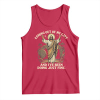 Coming Out Of My Cave Christian Easter Tank Top Risen Jesus Tomb Scene Inspirational Faith Message Gift