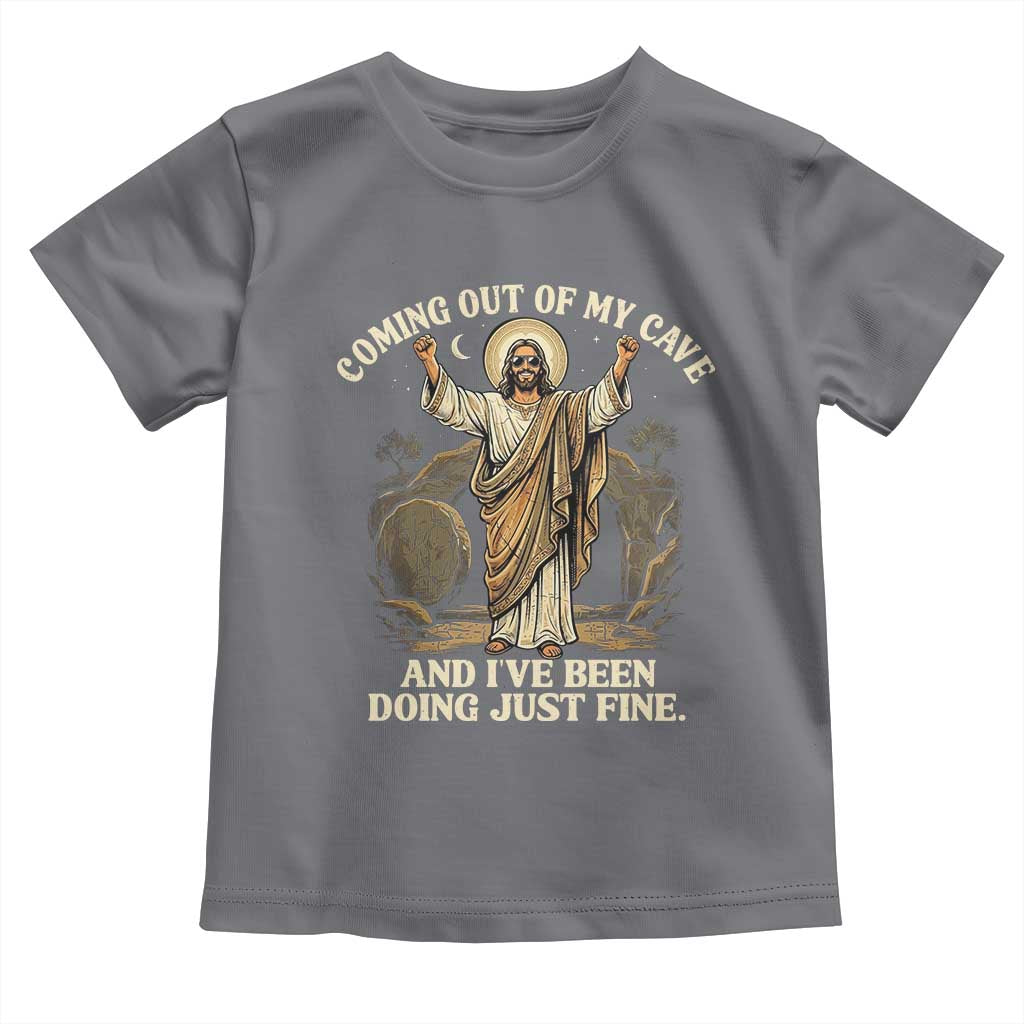 Coming Out Of My Cave Christian Easter Toddler T Shirt Risen Jesus Tomb Scene Inspirational Faith Message Gift