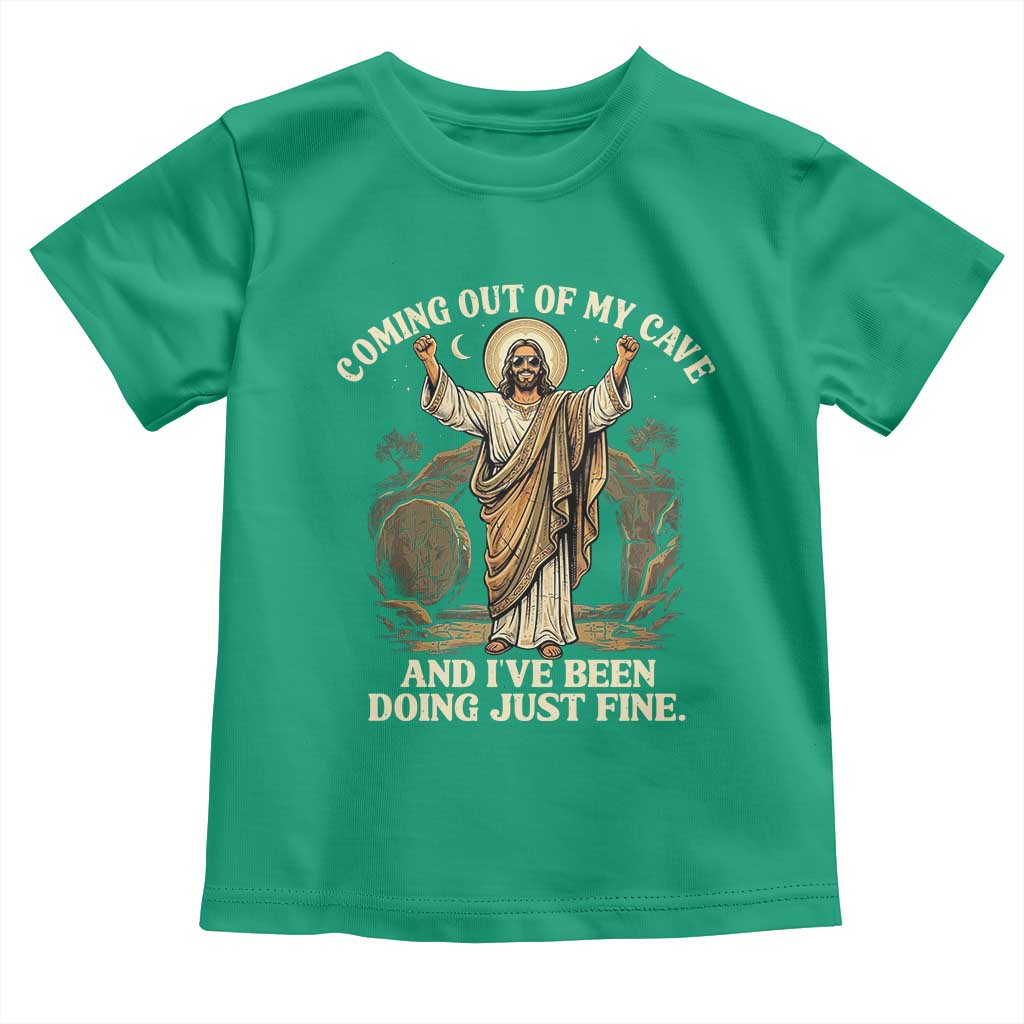 Coming Out Of My Cave Christian Easter Toddler T Shirt Risen Jesus Tomb Scene Inspirational Faith Message Gift