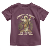 Coming Out Of My Cave Christian Easter Toddler T Shirt Risen Jesus Tomb Scene Inspirational Faith Message Gift