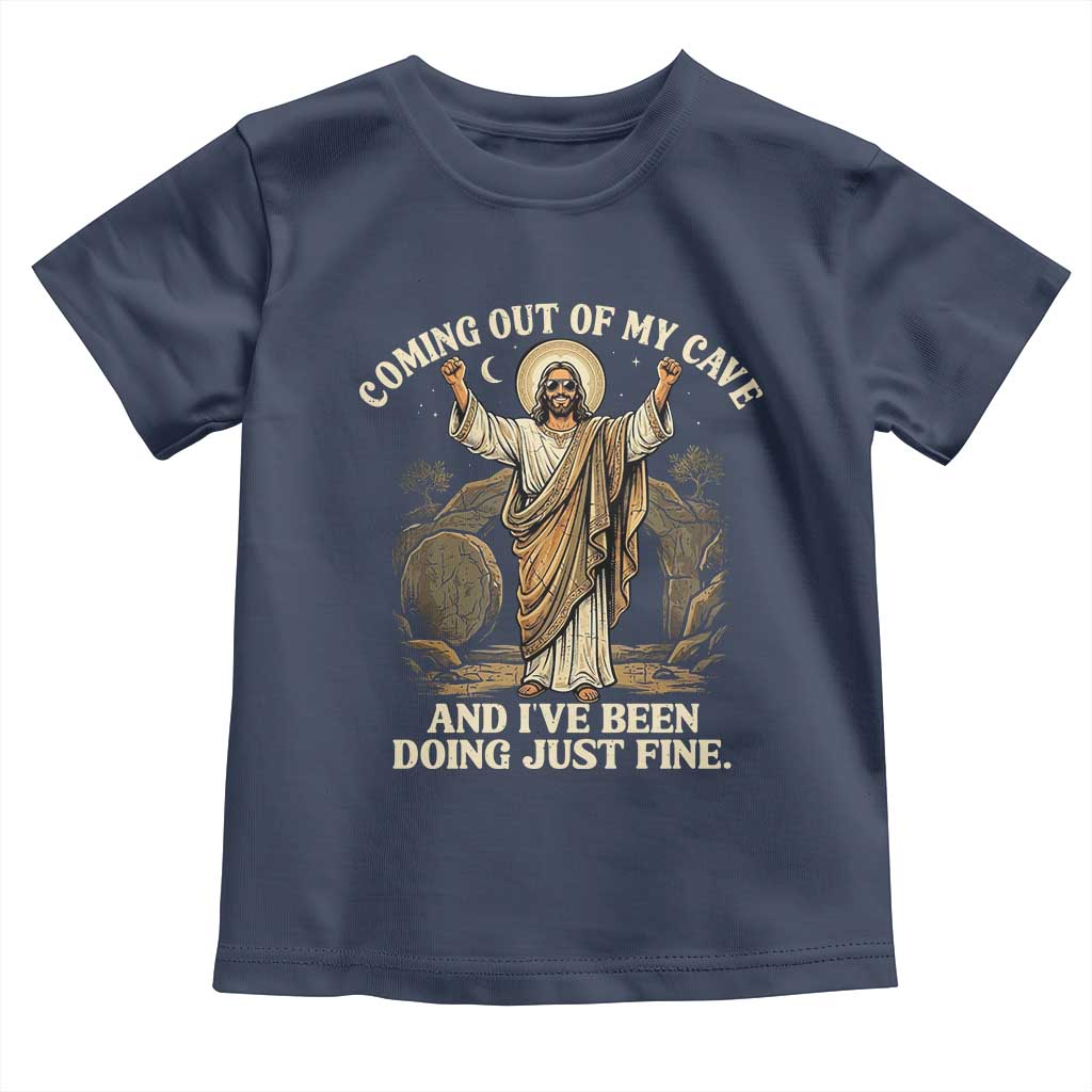 Coming Out Of My Cave Christian Easter Toddler T Shirt Risen Jesus Tomb Scene Inspirational Faith Message Gift