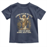 Coming Out Of My Cave Christian Easter Toddler T Shirt Risen Jesus Tomb Scene Inspirational Faith Message Gift