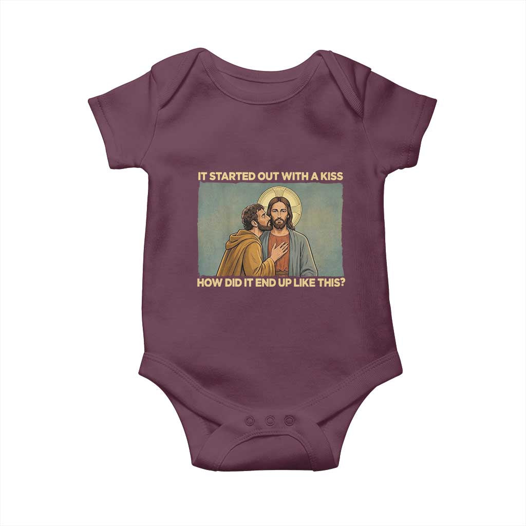 It Started Out With A Kiss Christian Easter Baby Onesie Judas Betrayal Biblical Scene Faith Reflection Gift