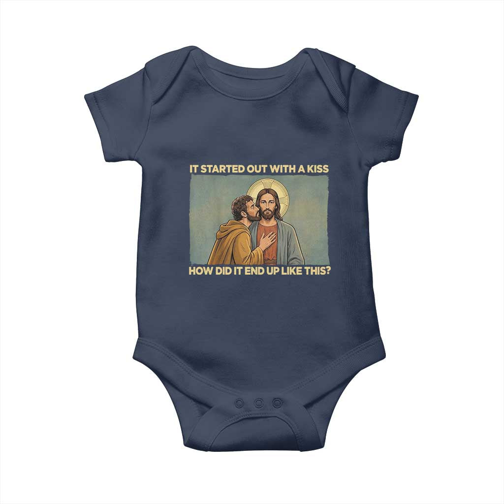 It Started Out With A Kiss Christian Easter Baby Onesie Judas Betrayal Biblical Scene Faith Reflection Gift