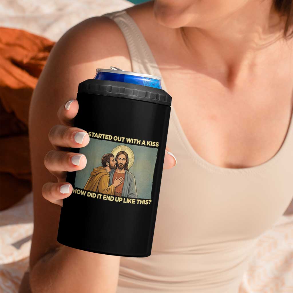 It Started Out With A Kiss Christian Easter 4 in 1 Can Cooler Tumbler Judas Betrayal Biblical Scene Faith Reflection Gift