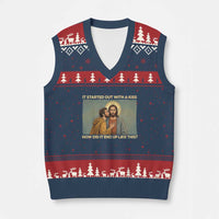 It Started Out With A Kiss Christian Easter V-Neck Knit Sweater Vest Judas Betrayal Biblical Scene Faith Reflection Gift