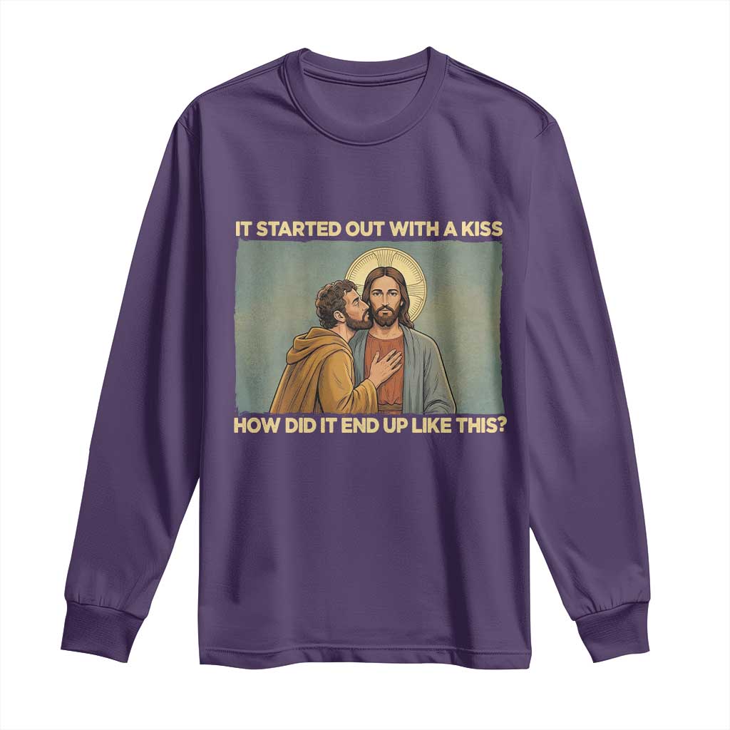 It Started Out With A Kiss Christian Easter Long Sleeve Shirt Judas Betrayal Biblical Scene Faith Reflection Gift