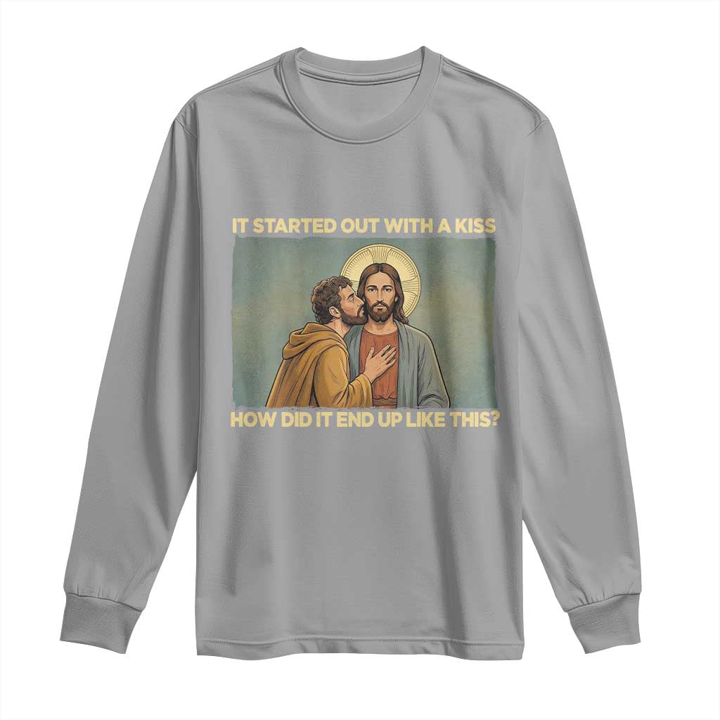 It Started Out With A Kiss Christian Easter Long Sleeve Shirt Judas Betrayal Biblical Scene Faith Reflection Gift