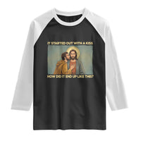 It Started Out With A Kiss Christian Easter Raglan Shirt Judas Betrayal Biblical Scene Faith Reflection Gift