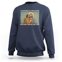 It Started Out With A Kiss Christian Easter Sweatshirt Judas Betrayal Biblical Scene Faith Reflection Gift