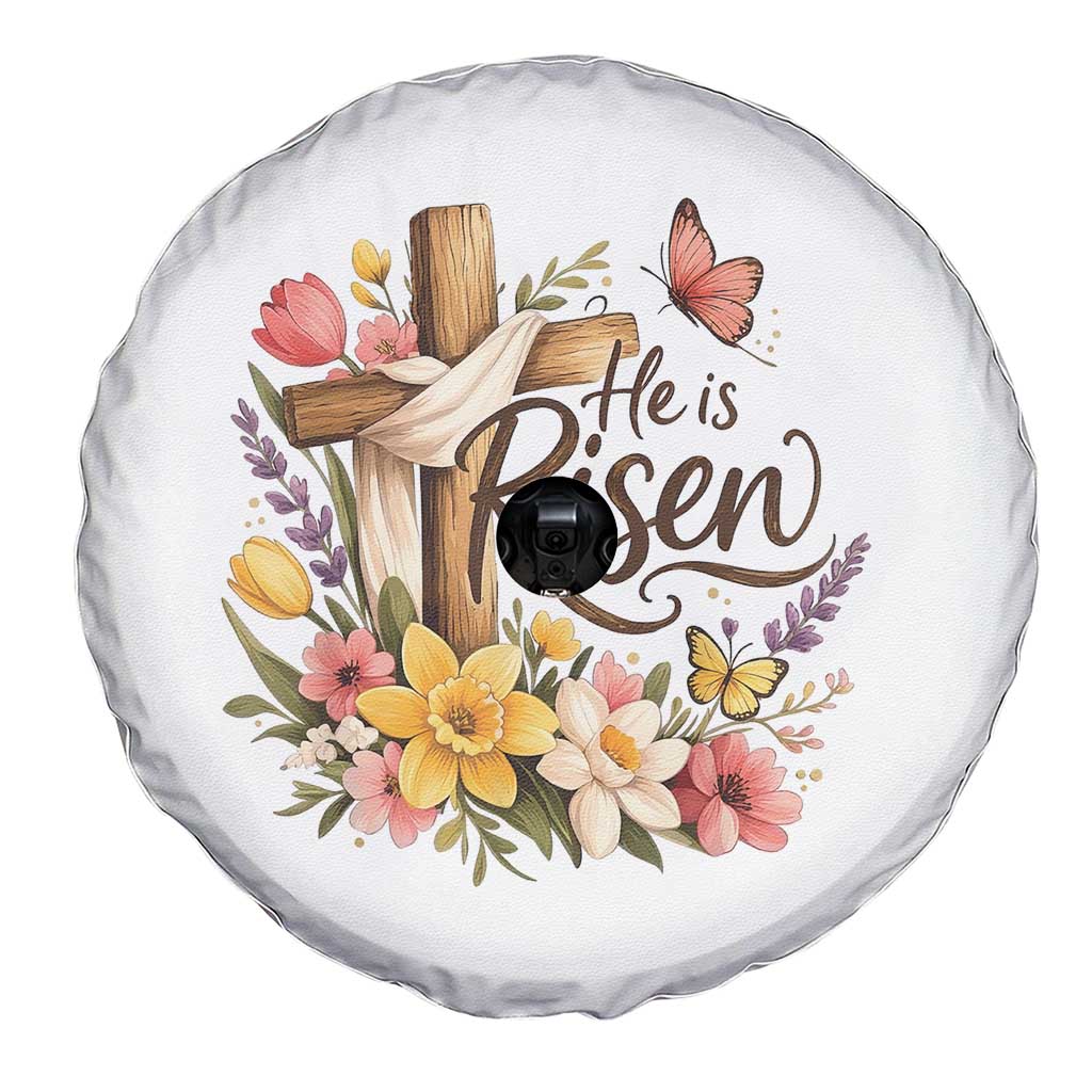 He Is Risen Floral Cross Christian Easter Spare Tire Cover Spring Flowers Butterfly Faith Inspirational Gift