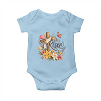 He Is Risen Floral Cross Christian Easter Baby Onesie Spring Flowers Butterfly Faith Inspirational Gift