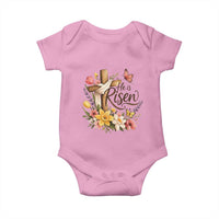 He Is Risen Floral Cross Christian Easter Baby Onesie Spring Flowers Butterfly Faith Inspirational Gift