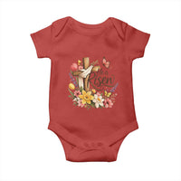He Is Risen Floral Cross Christian Easter Baby Onesie Spring Flowers Butterfly Faith Inspirational Gift