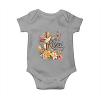 He Is Risen Floral Cross Christian Easter Baby Onesie Spring Flowers Butterfly Faith Inspirational Gift