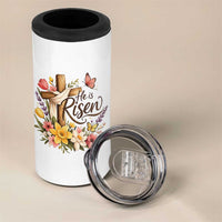 He Is Risen Floral Cross Christian Easter 4 in 1 Can Cooler Tumbler Spring Flowers Butterfly Faith Inspirational Gift